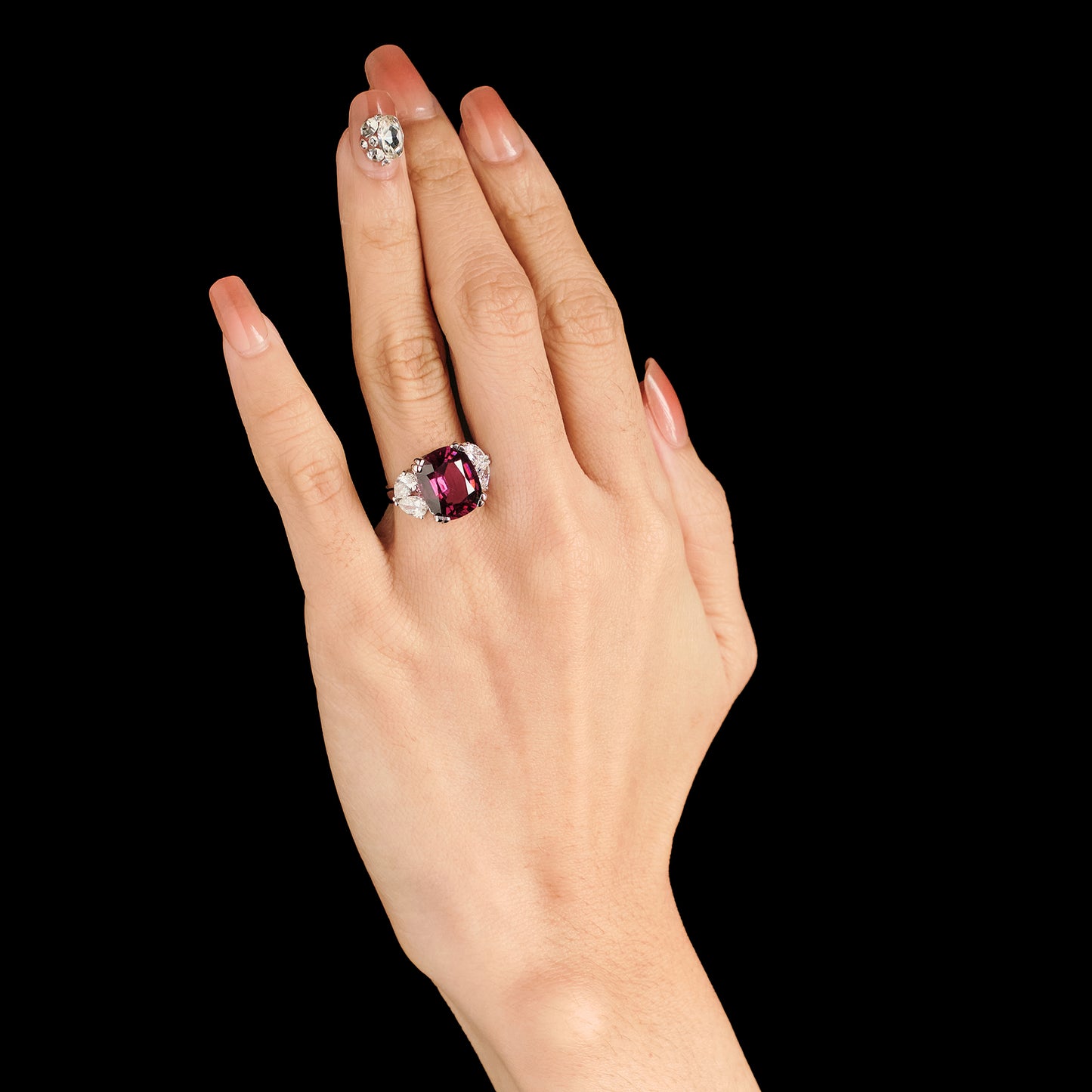 Bakhache Rhodolite and Diamonds Ring