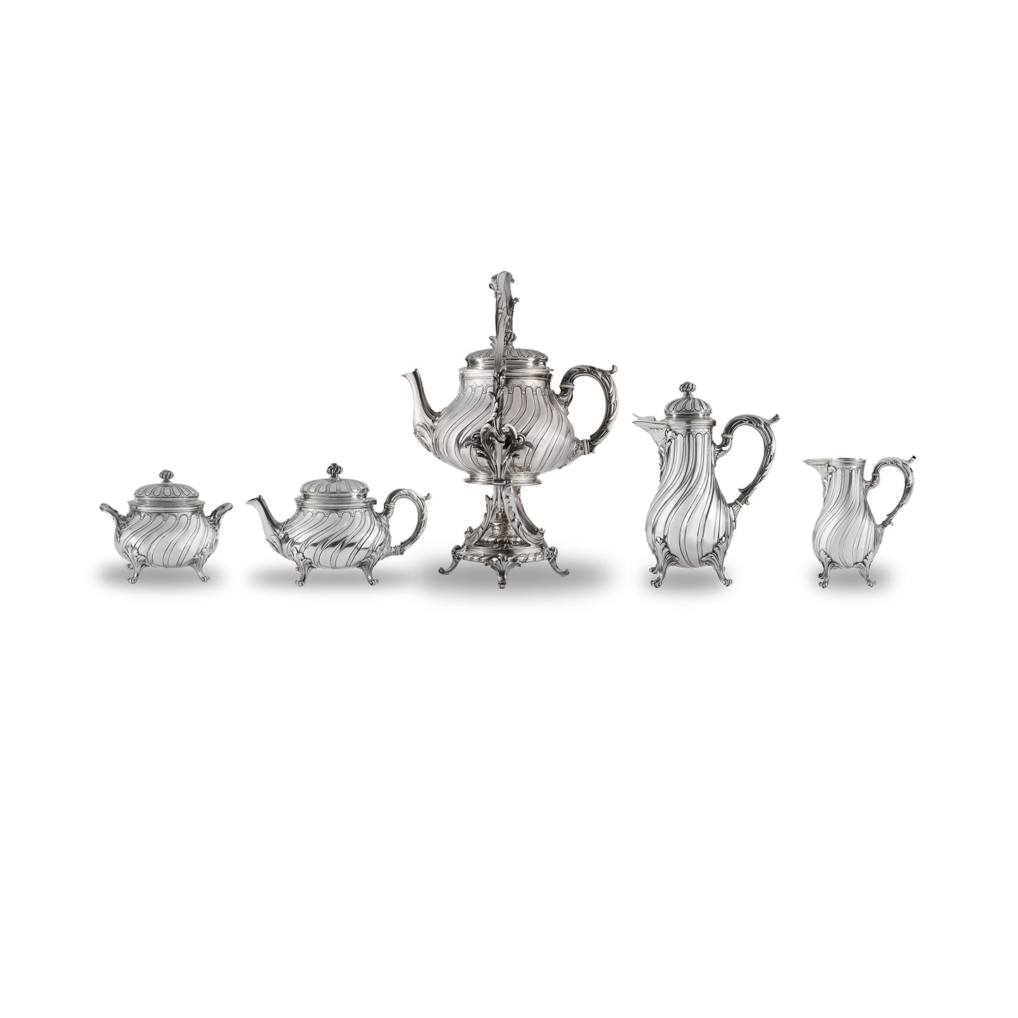 Christofle Antique 5 Piece Tea Service Set