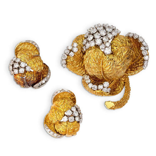 Kutchinsky Suite of Brooch and Earrings