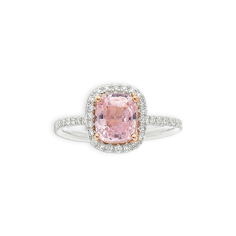 Padparadscha Sapphire, Platinum & Rose Gold Ring