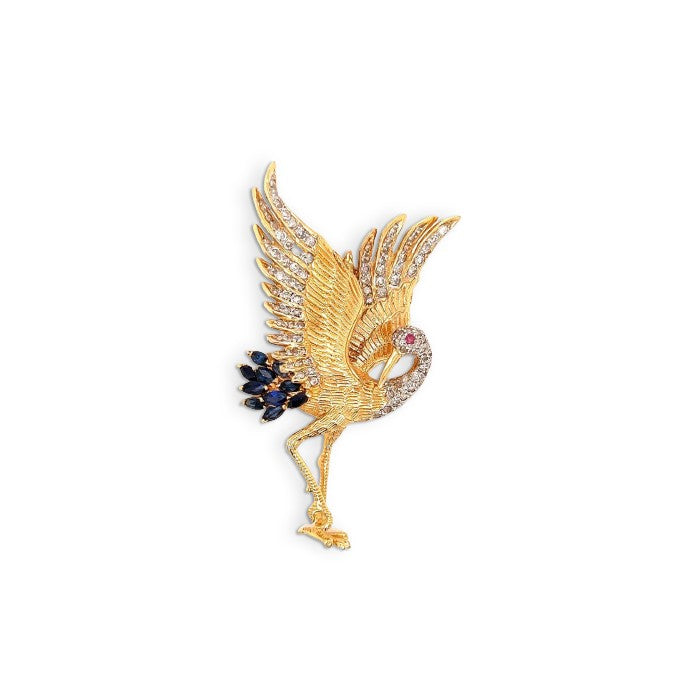Vintage Crane Brooch