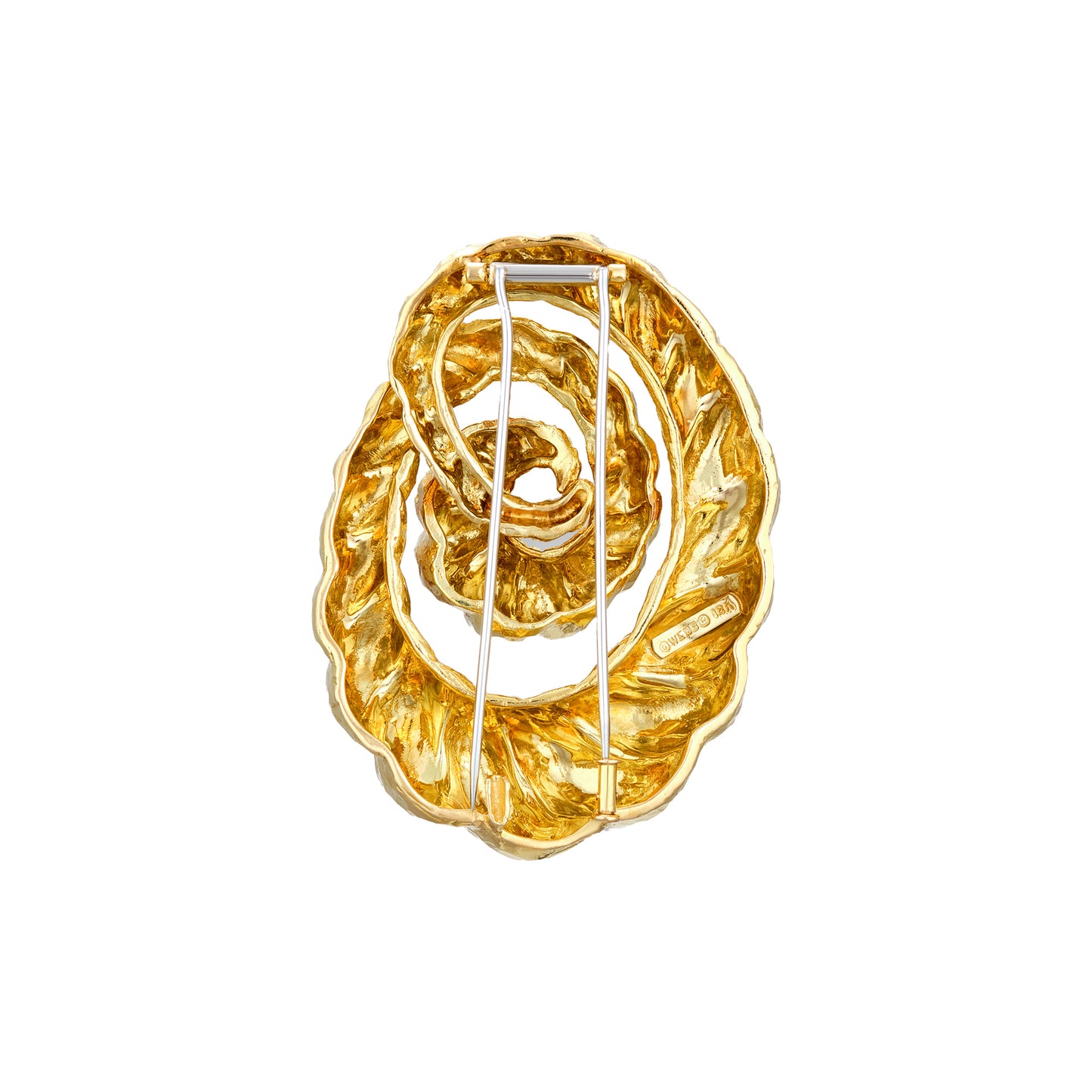 David Webb Hammered Swirl Brooch