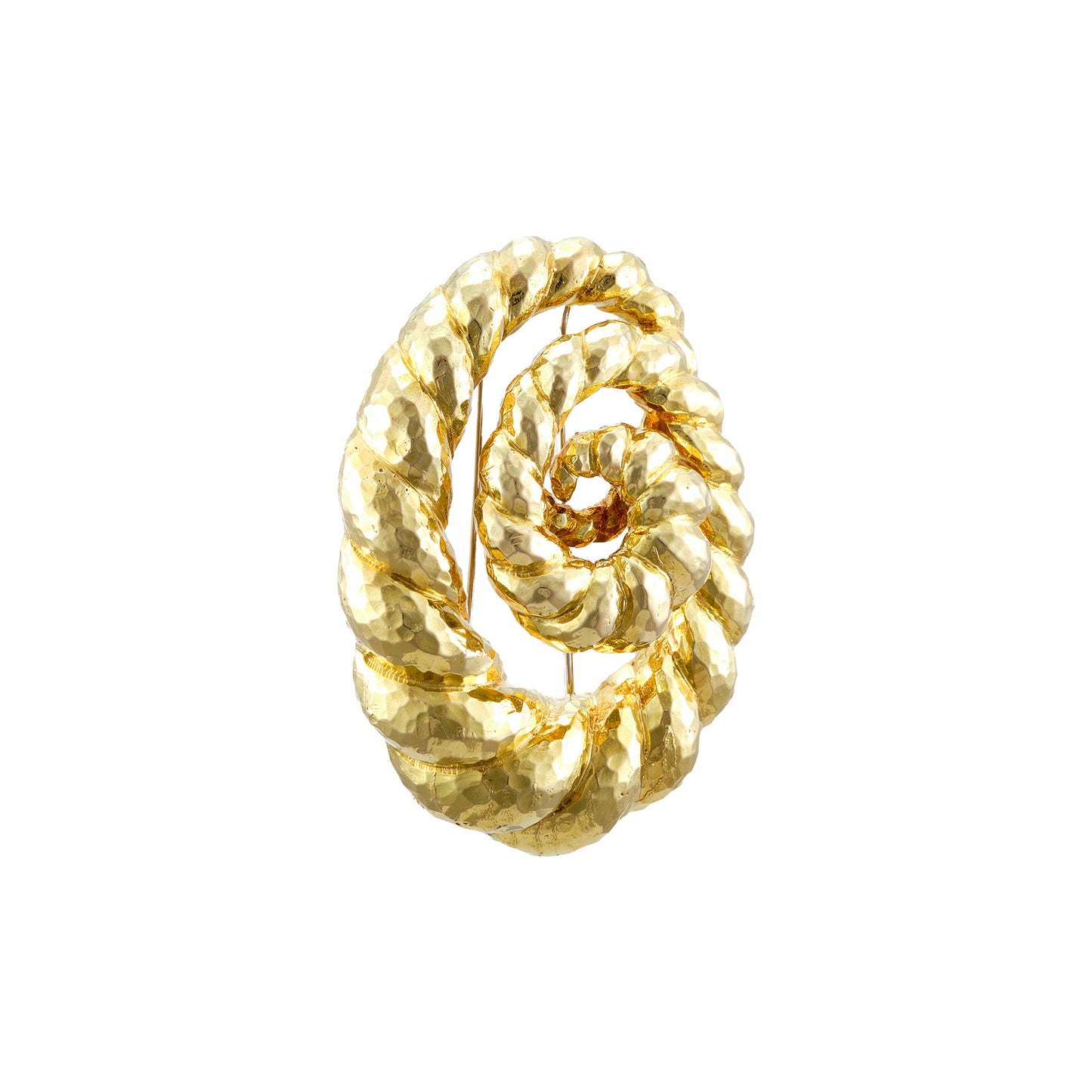 David Webb Hammered Swirl Brooch
