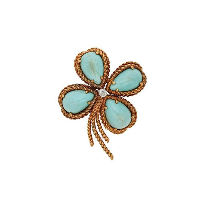 Van Cleef & Arpels Turquoise Clover Brooch