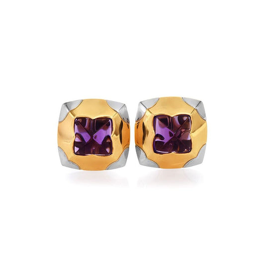 Bvlgari Amethyst Earrings - Gold Pyramid Collection
