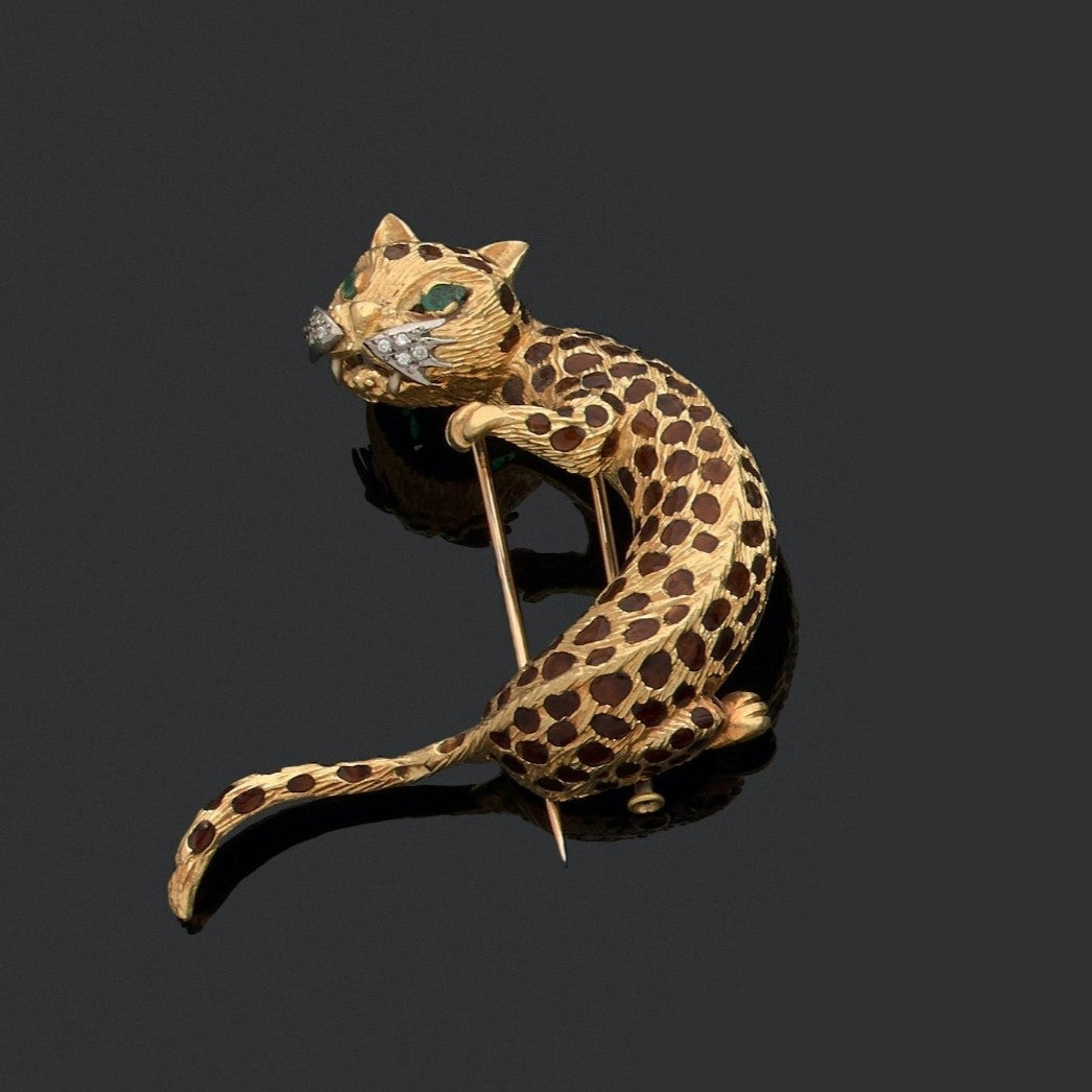 French Vintage Leopard Brooch