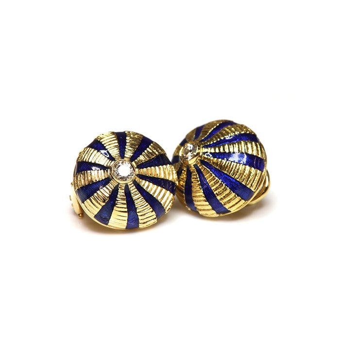 Tiffany & Co. Schlumberger, Gold and Enamel Taj Mahal Stud Earrings