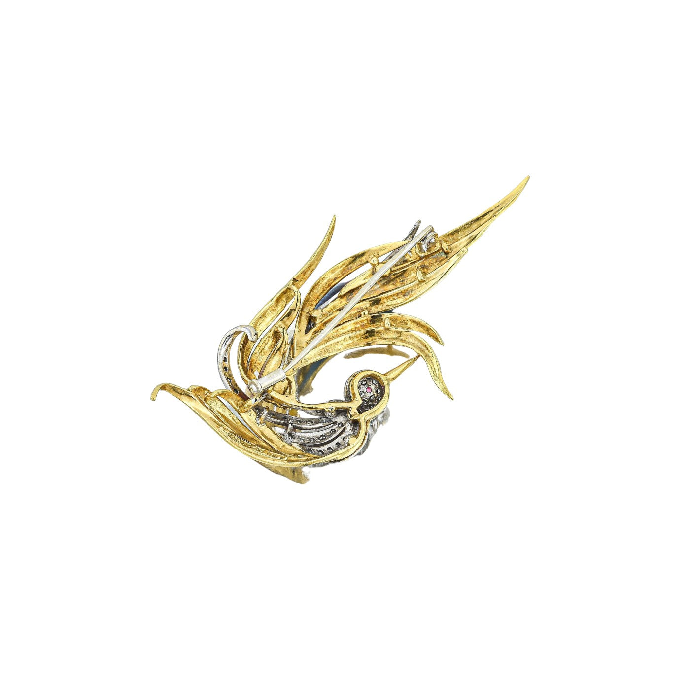 Vintage Diamond and Enamel Bird Brooch