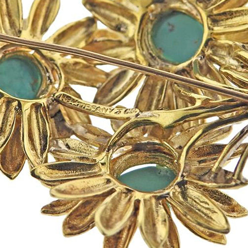 Tiffany & Co Turquoise Flower Brooch Pin