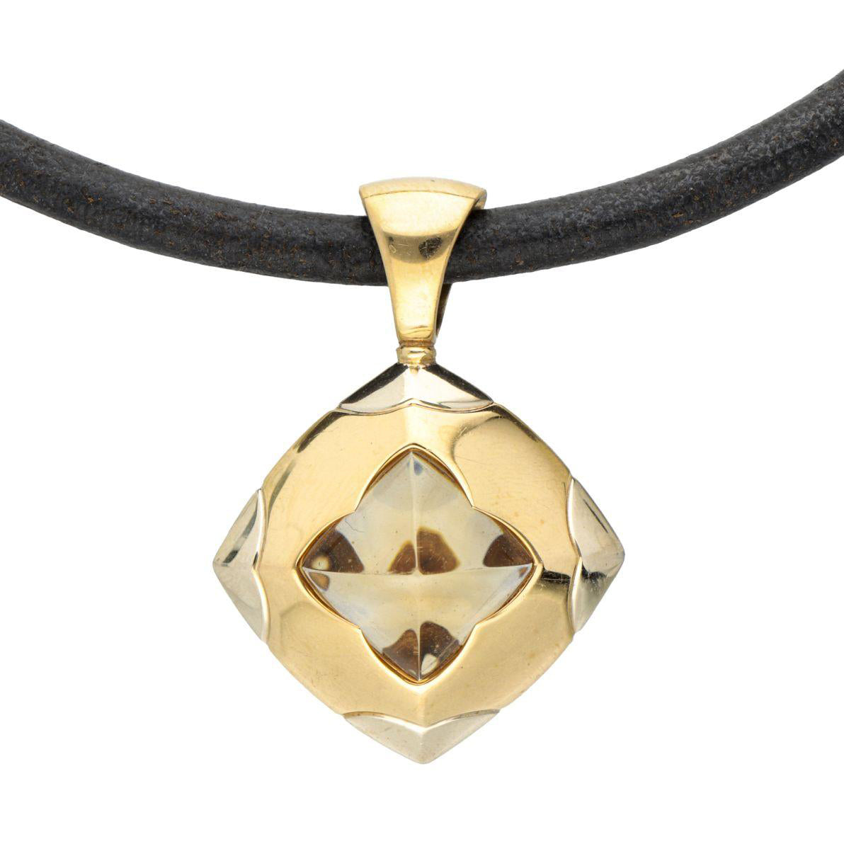 Bvlgari Citrine Pendant - Gold Pyramid Collection