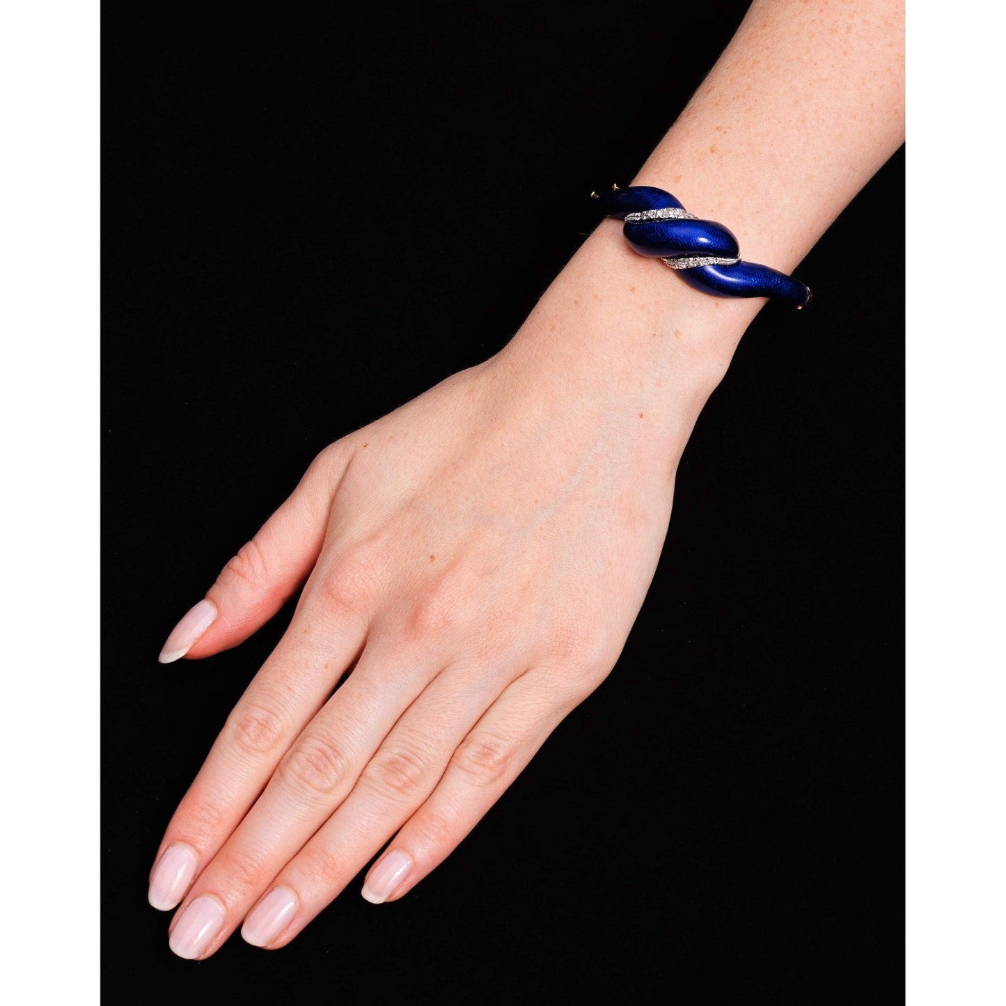 Antique Enamel and Diamond Bangle