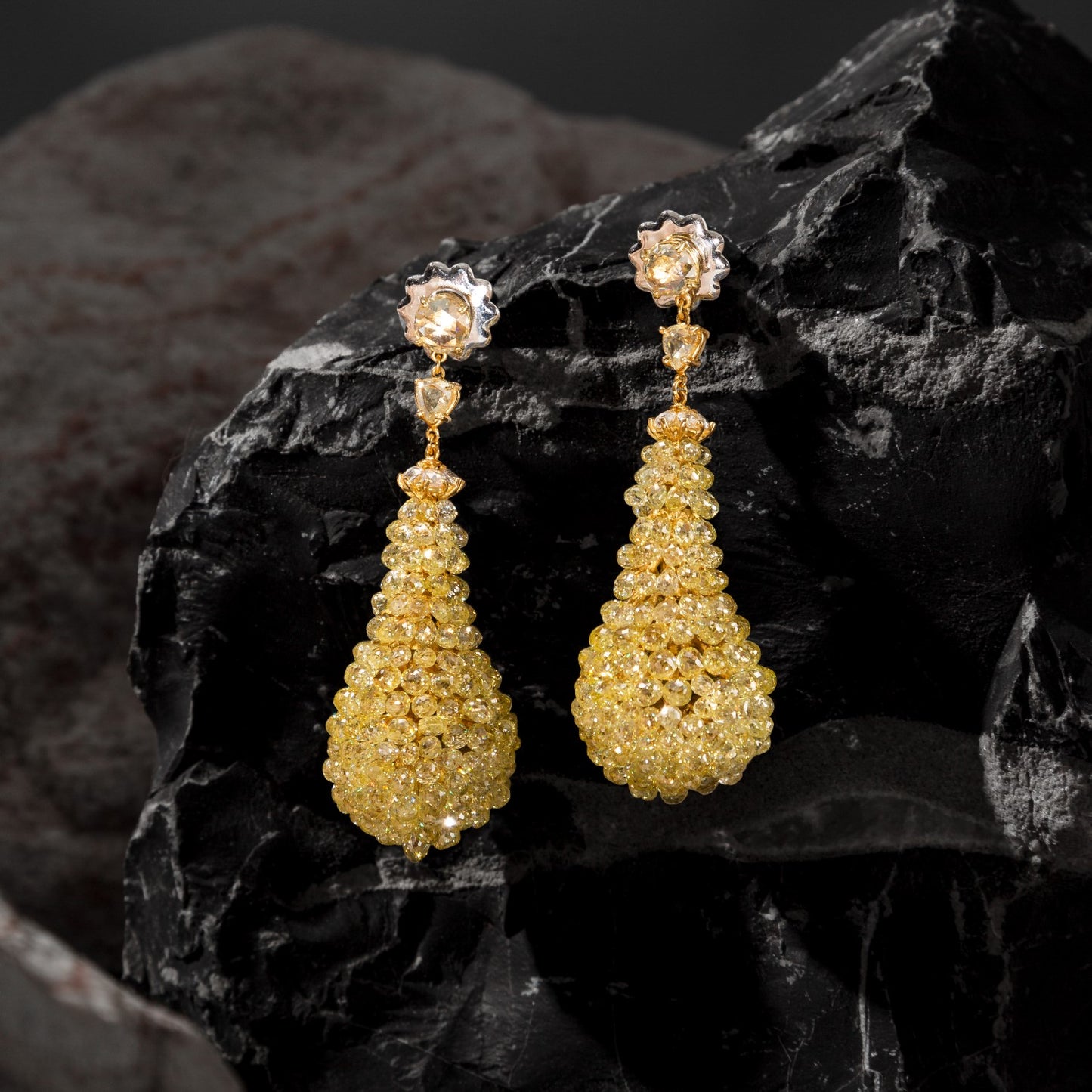Vintage Briolette and Rosecut Diamond Earrings