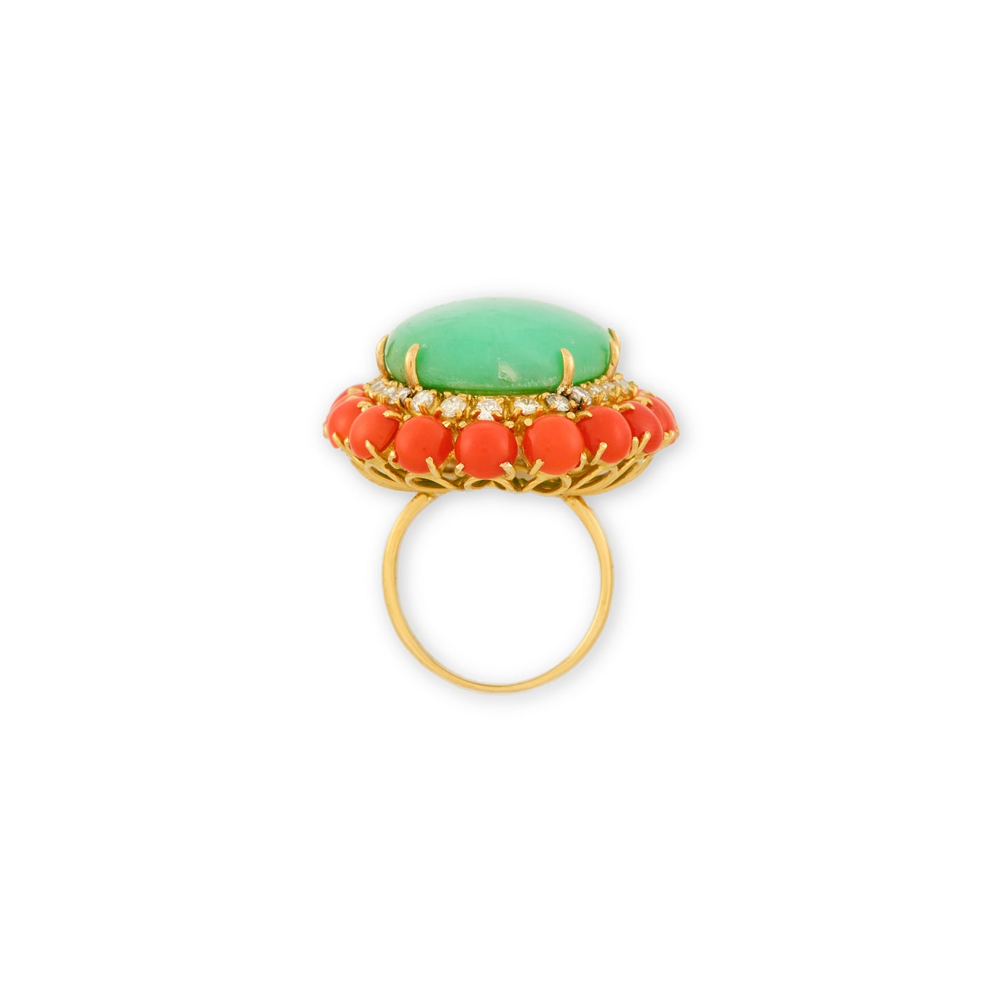 Vintage Chrysoprase and Coral Ring