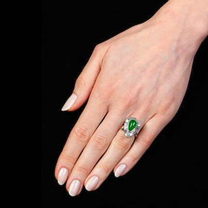Vintage Jade and Diamond Ring