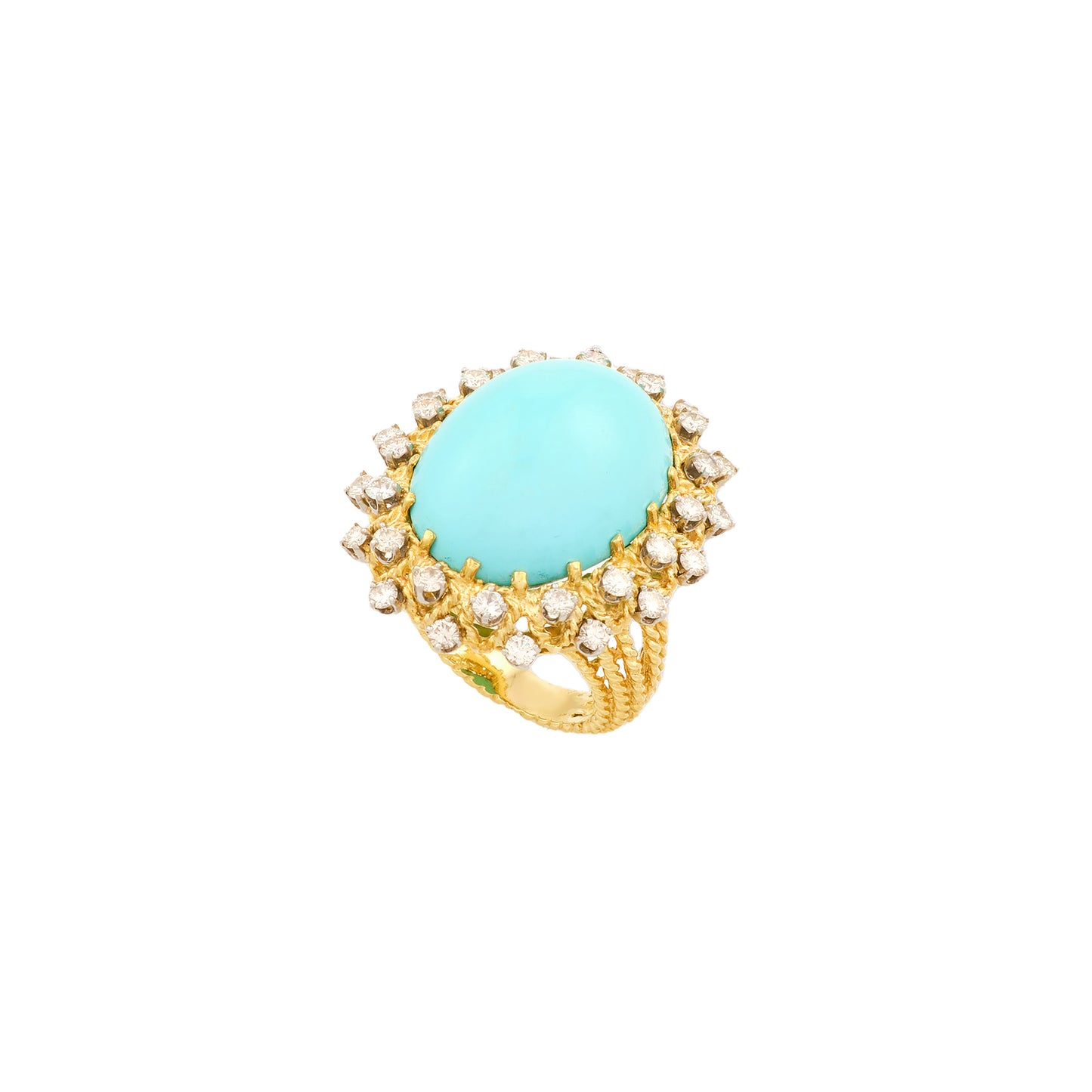Vintage Turquoise and Diamond Dress Ring