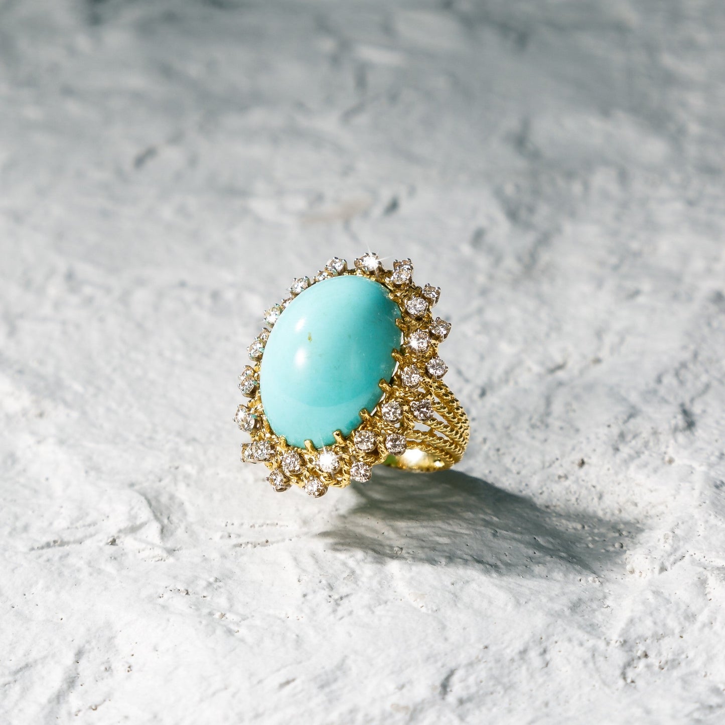 Vintage Turquoise and Diamond Dress Ring