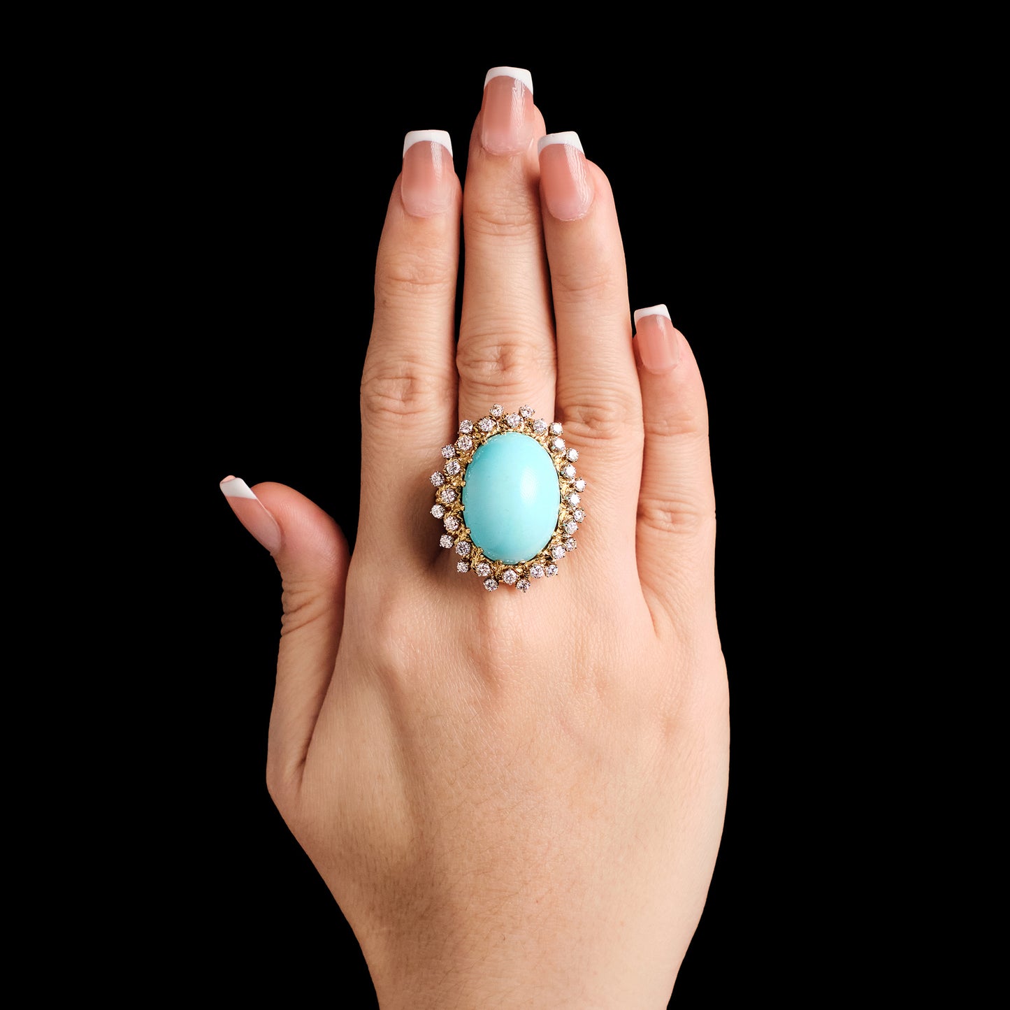 Vintage Turquoise and Diamond Dress Ring