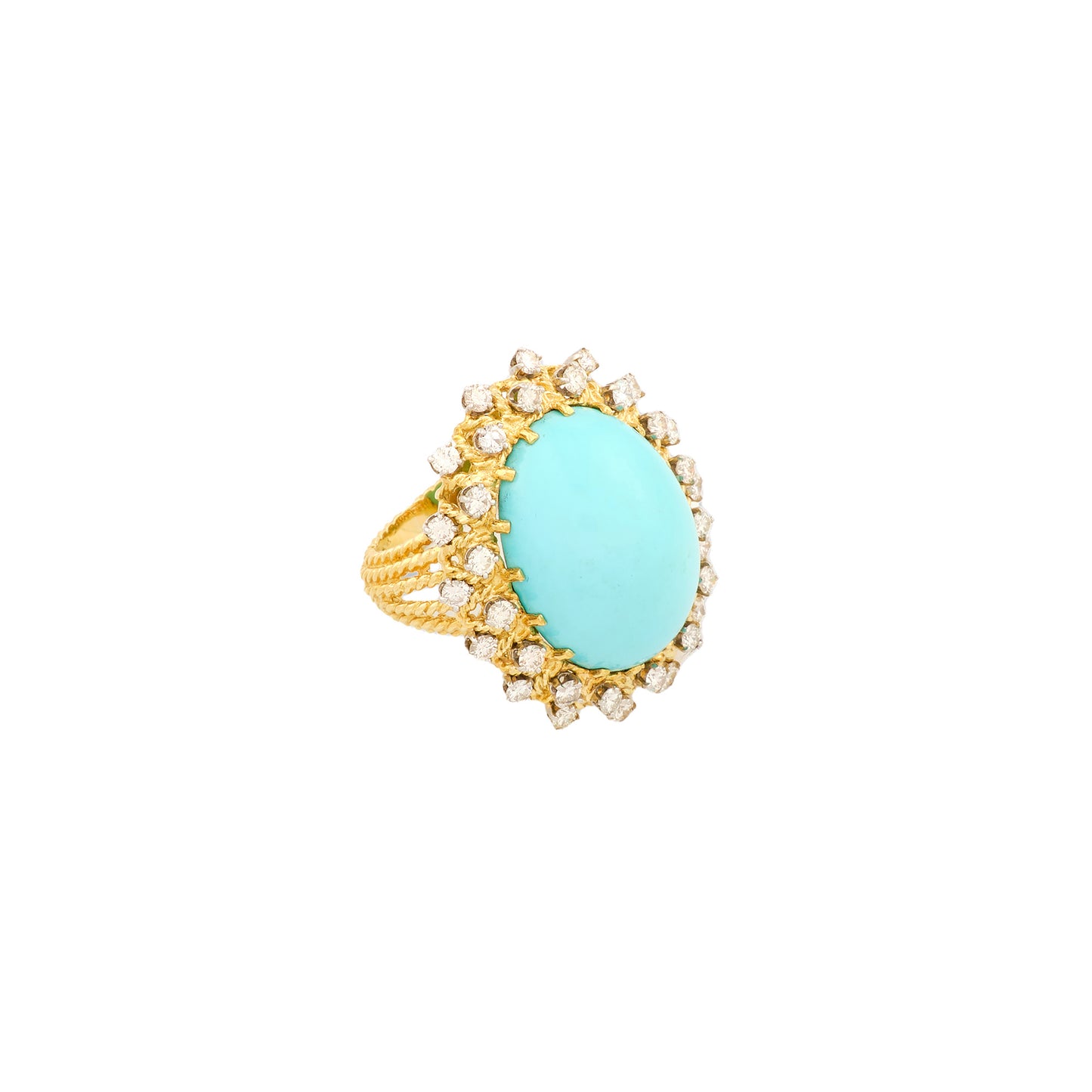 Vintage Turquoise and Diamond Dress Ring