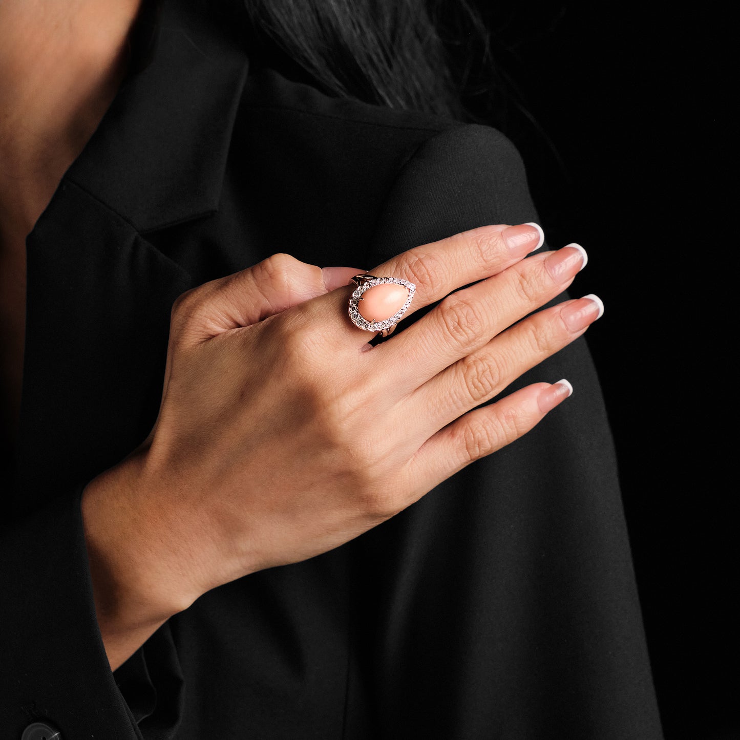 Vintage Angel Skin Coral Ring