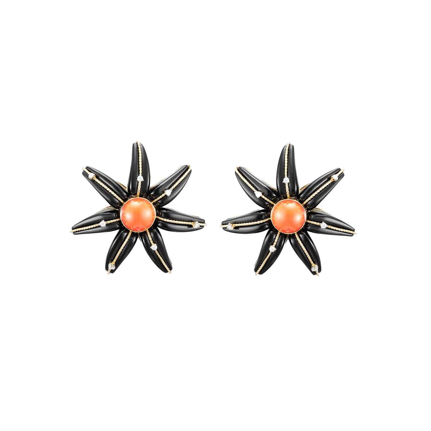 Vintage Black Onyx and Coral Earrings