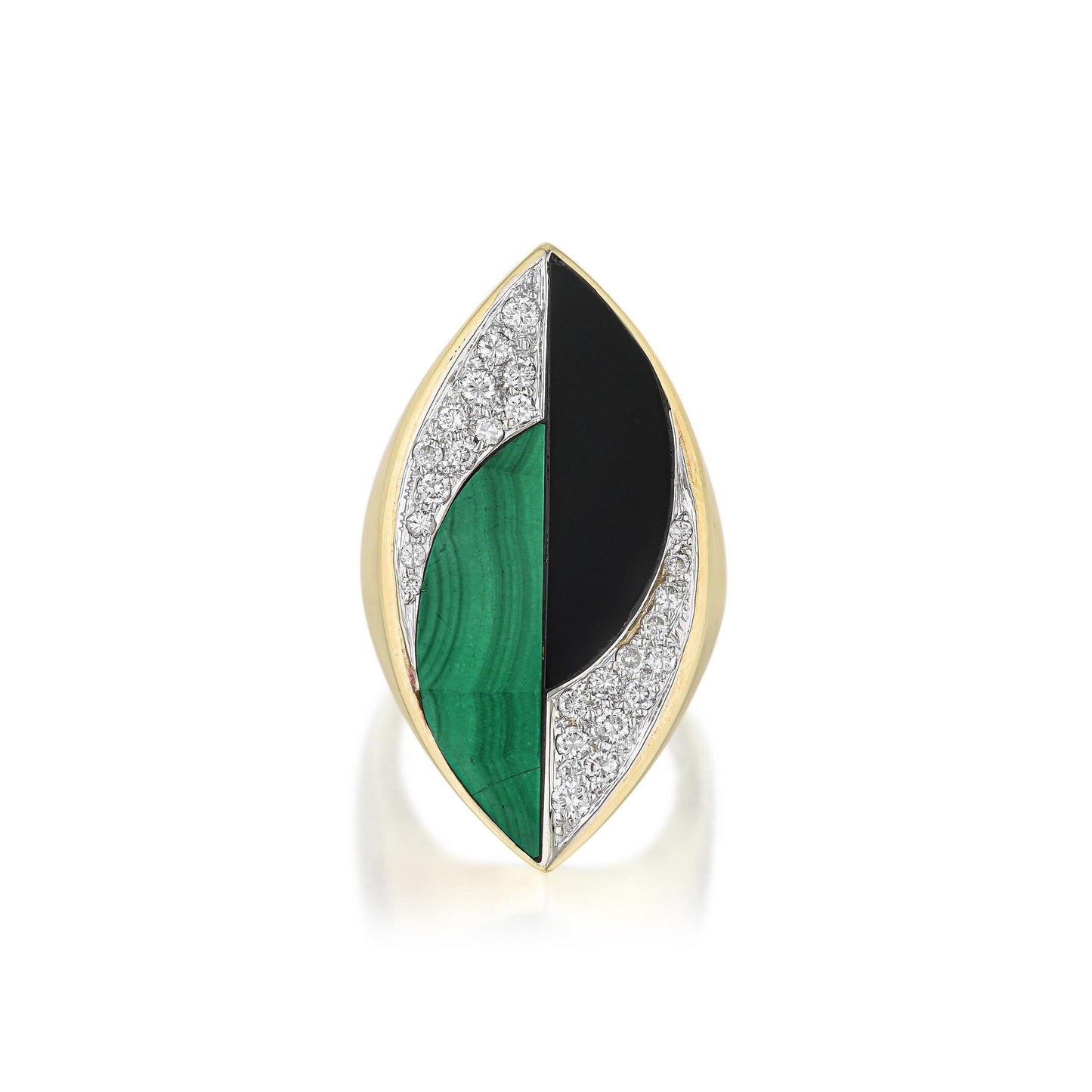 La Triomphe Malachite and Onyx Ring