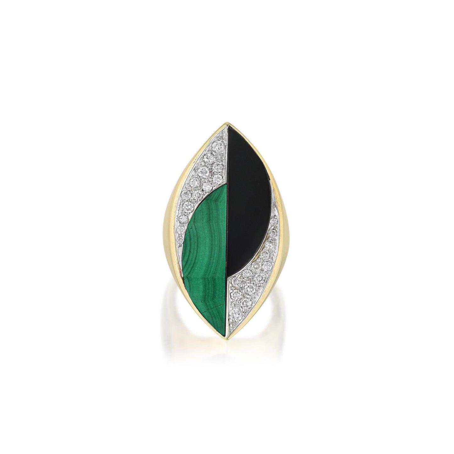 La Triomphe Malachite and Onyx Ring