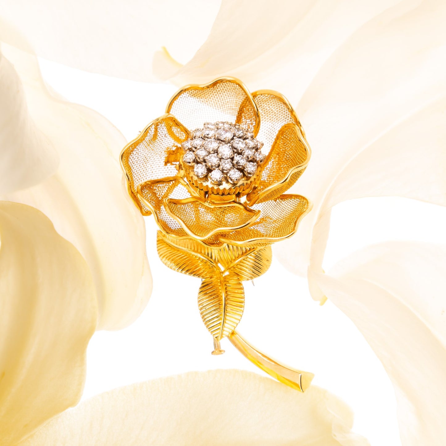 French Vintage Rose Brooch