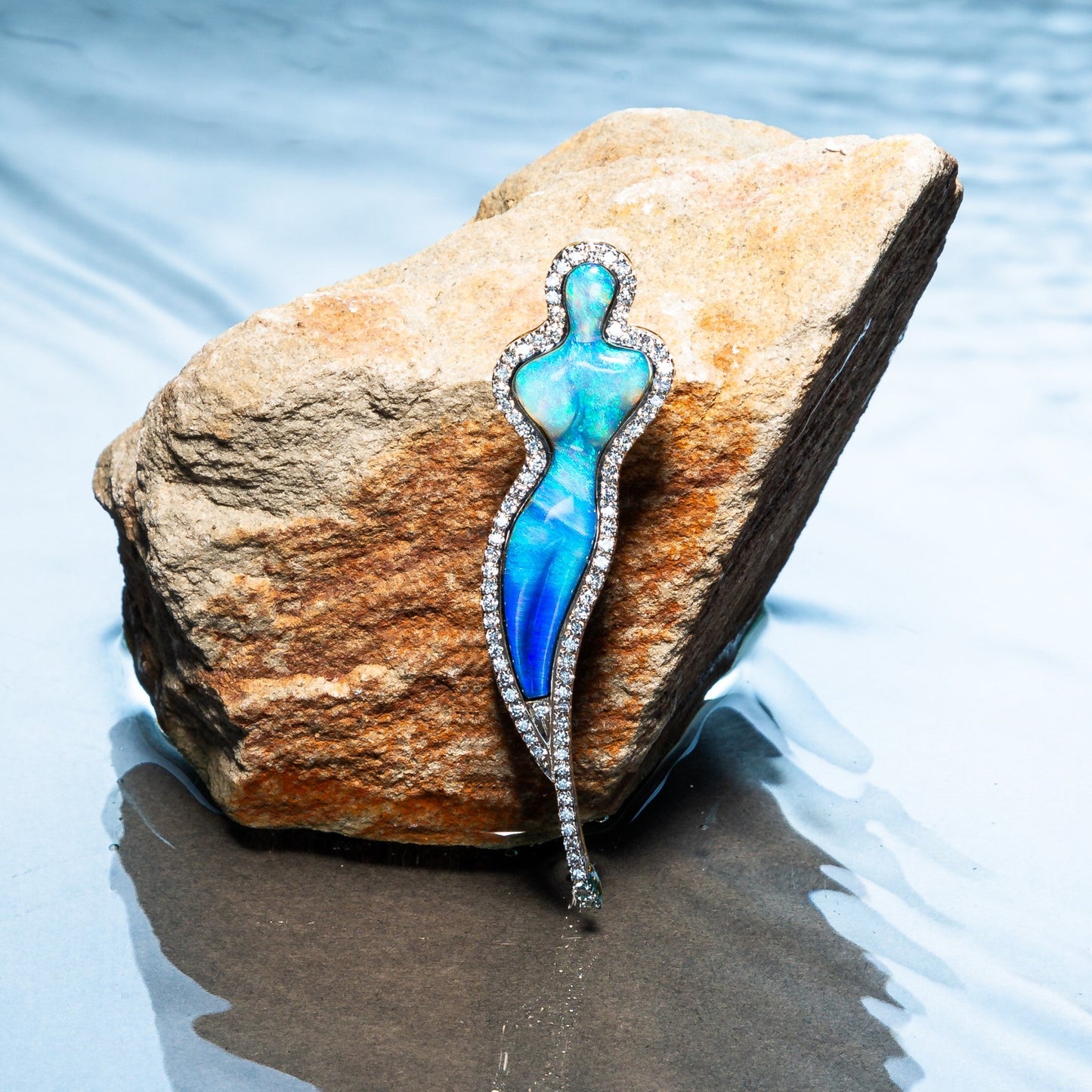 Vintage Opal and Diamond Brooch