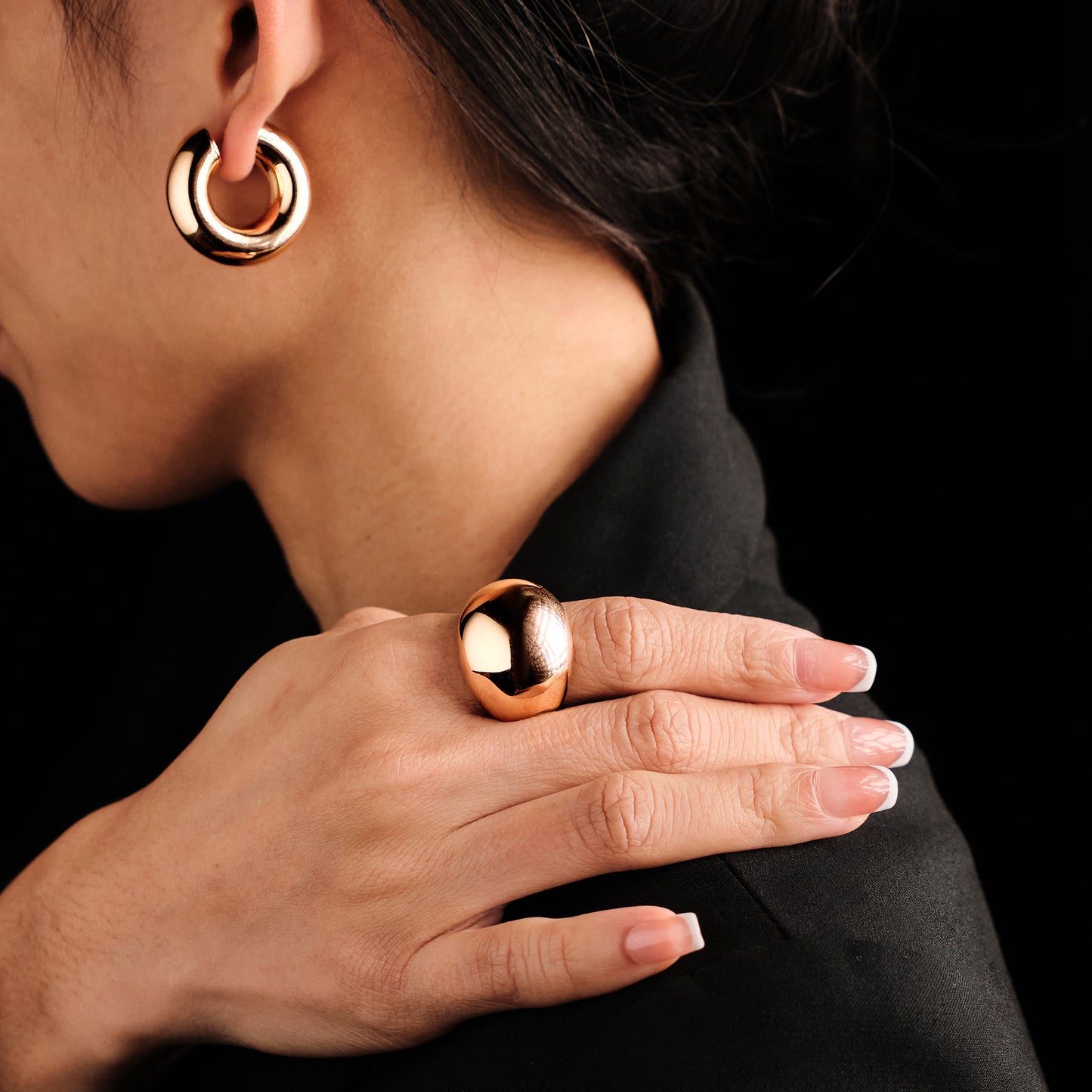 Vintage Earrings and Dome Ring