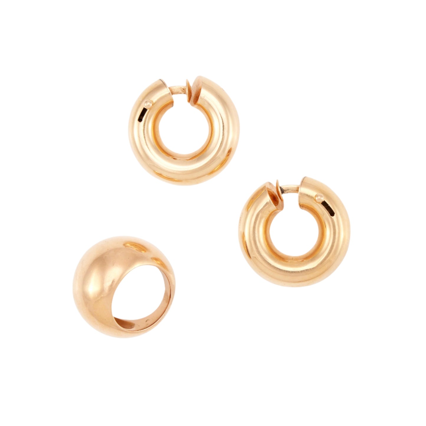 Vintage Earrings and Dome Ring