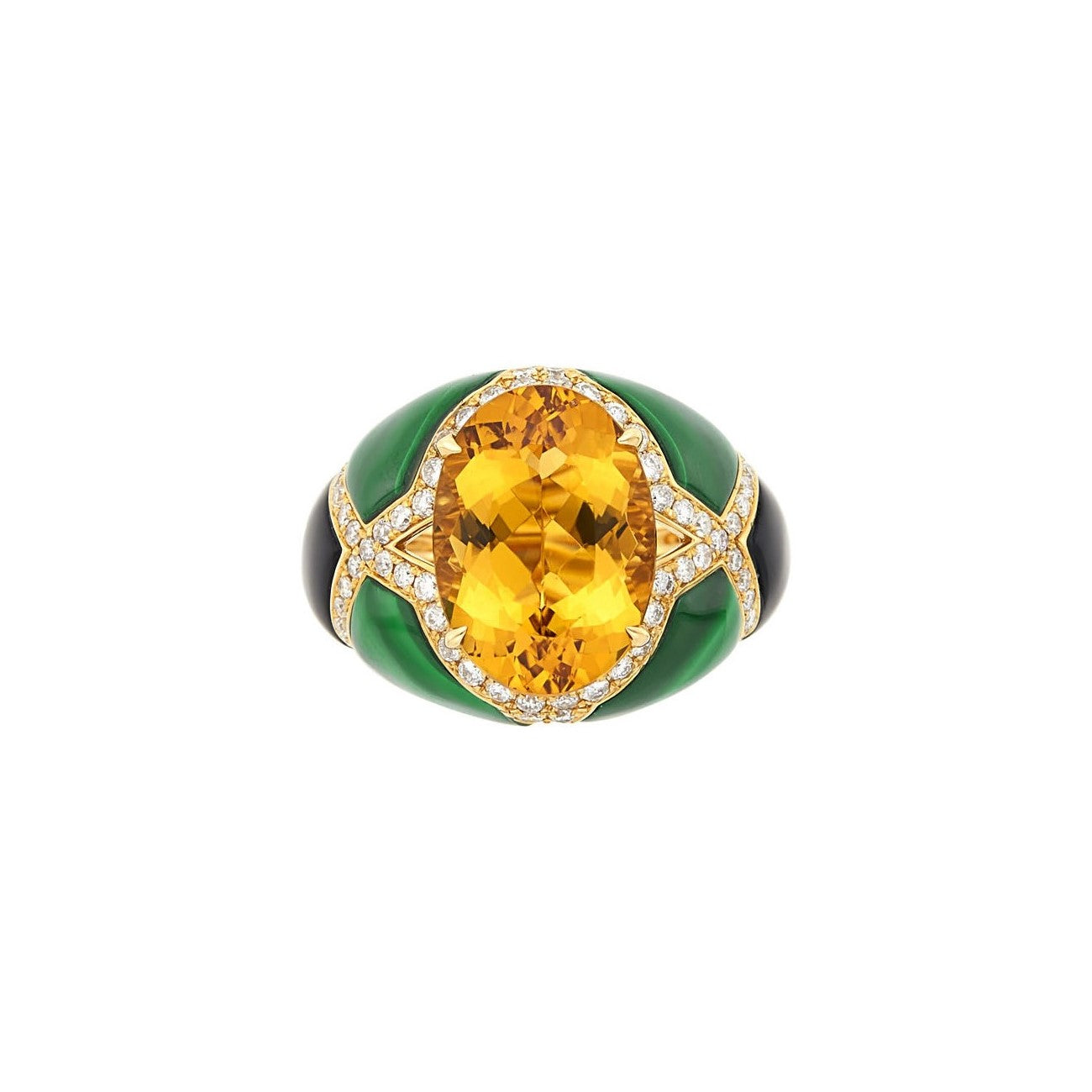 Vintage Citrine and Malachite Ring