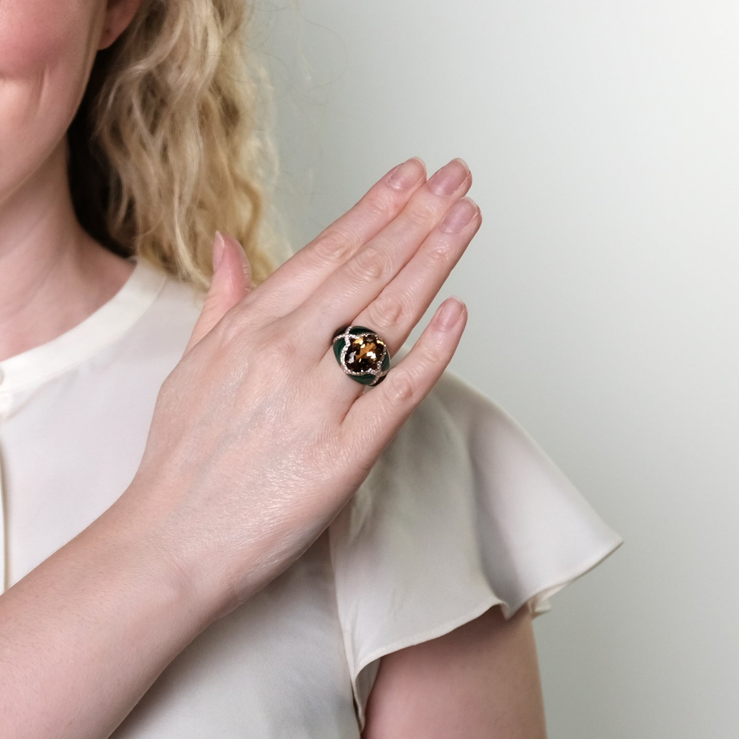 Vintage Citrine and Malachite Ring