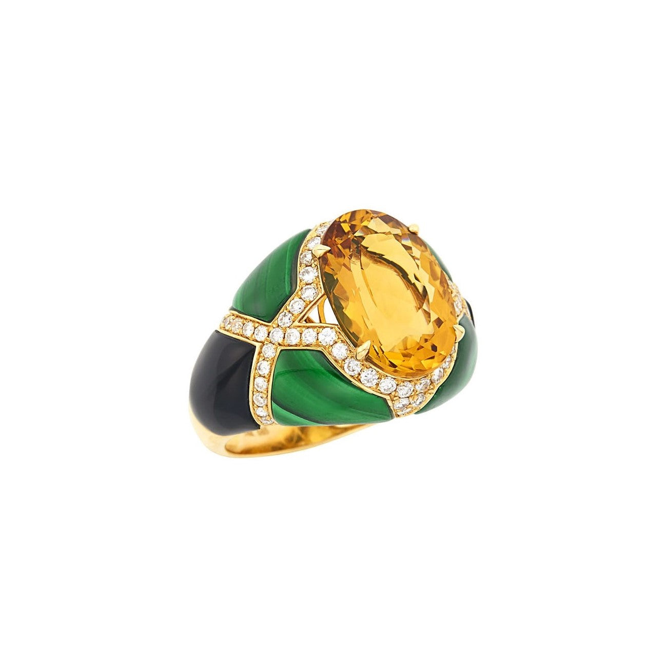 Vintage Citrine and Malachite Ring