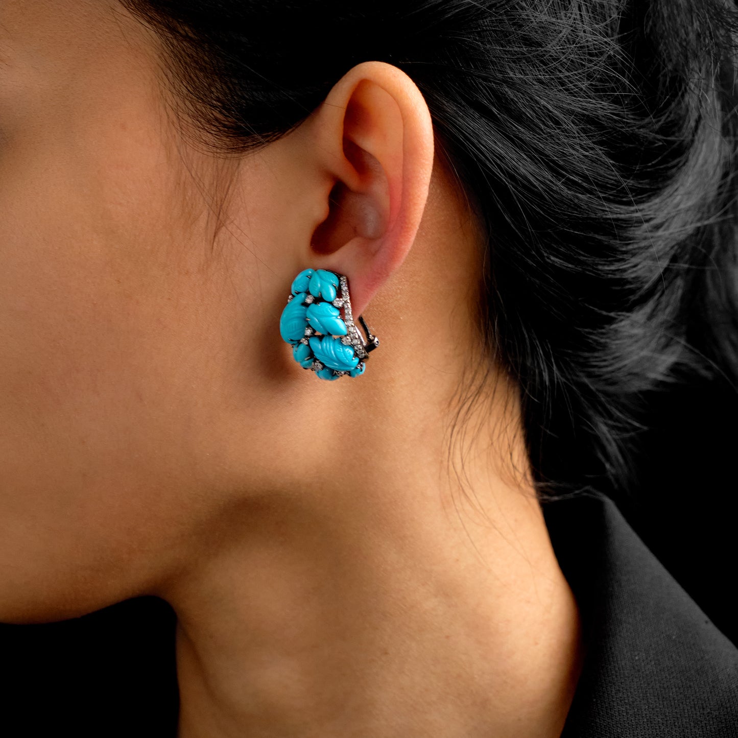 Vintage Carved Turquoise Earrings