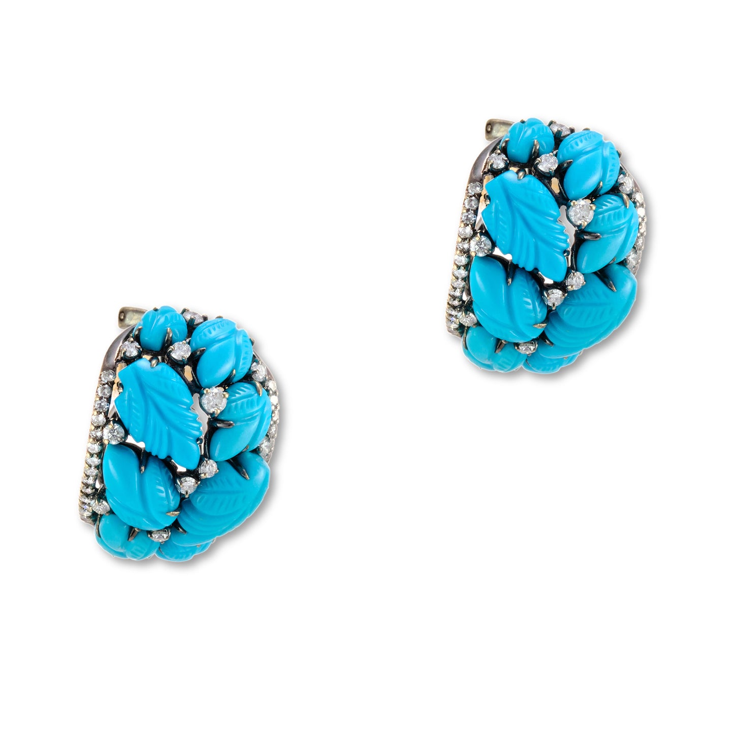 Vintage Carved Turquoise Earrings