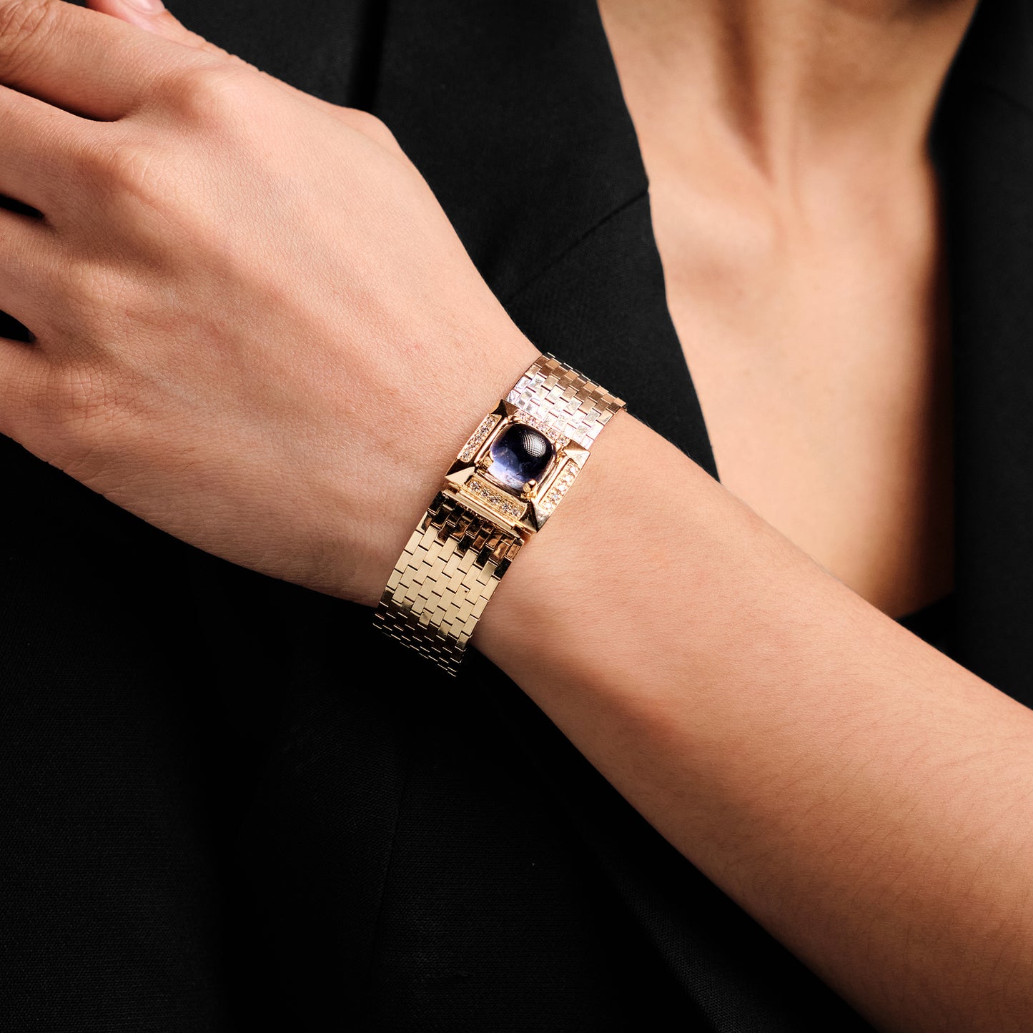Vintage Iolite and Diamond Bracelet