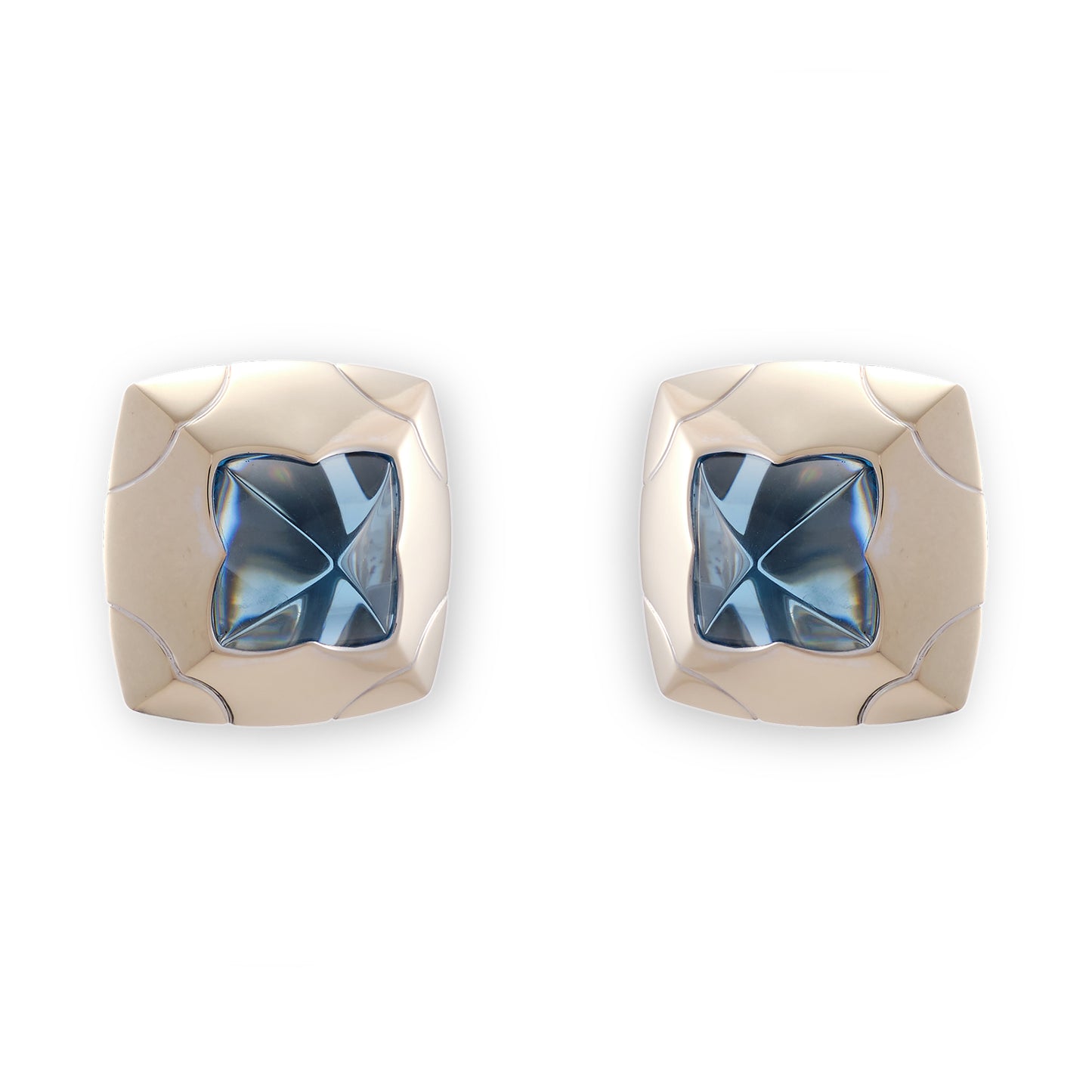 Bvlgari Topaz Earrings - Gold Pyramid Collection
