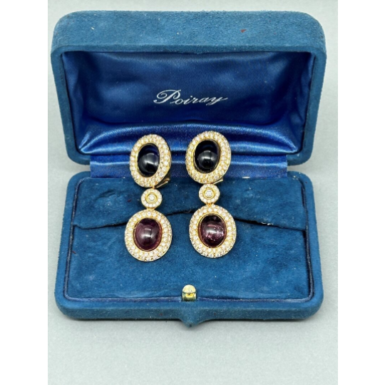 Poiray Rubellite and Sapphire Earrings
