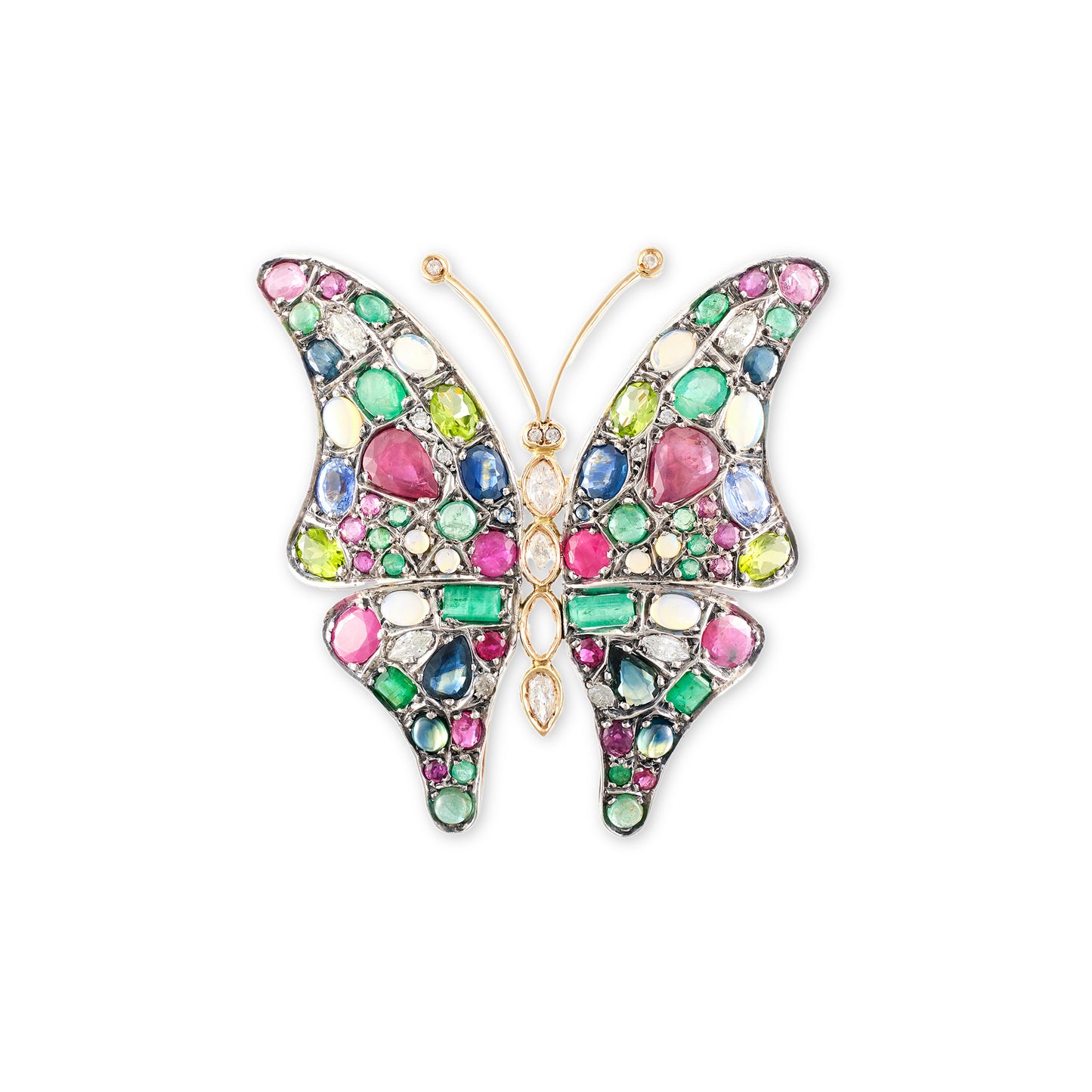 Vintage Multigem Butterfly Brooch