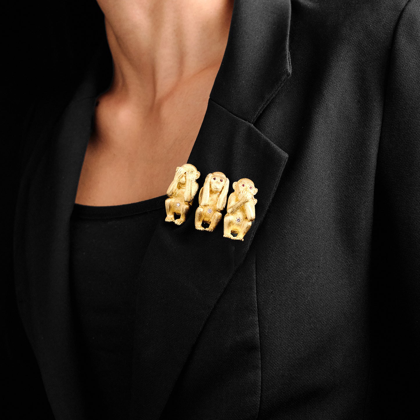 Vintage Three-Monkey Brooch