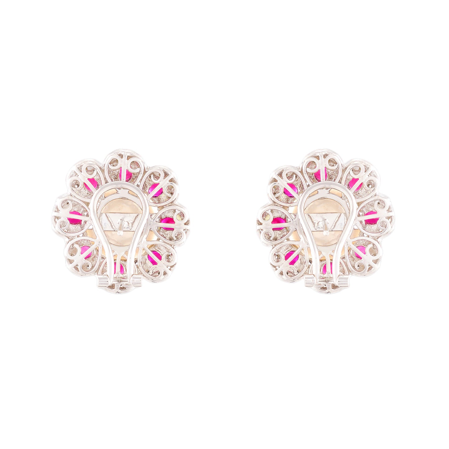 Vintage Ruby and Pearl set of Ring and Earrings
