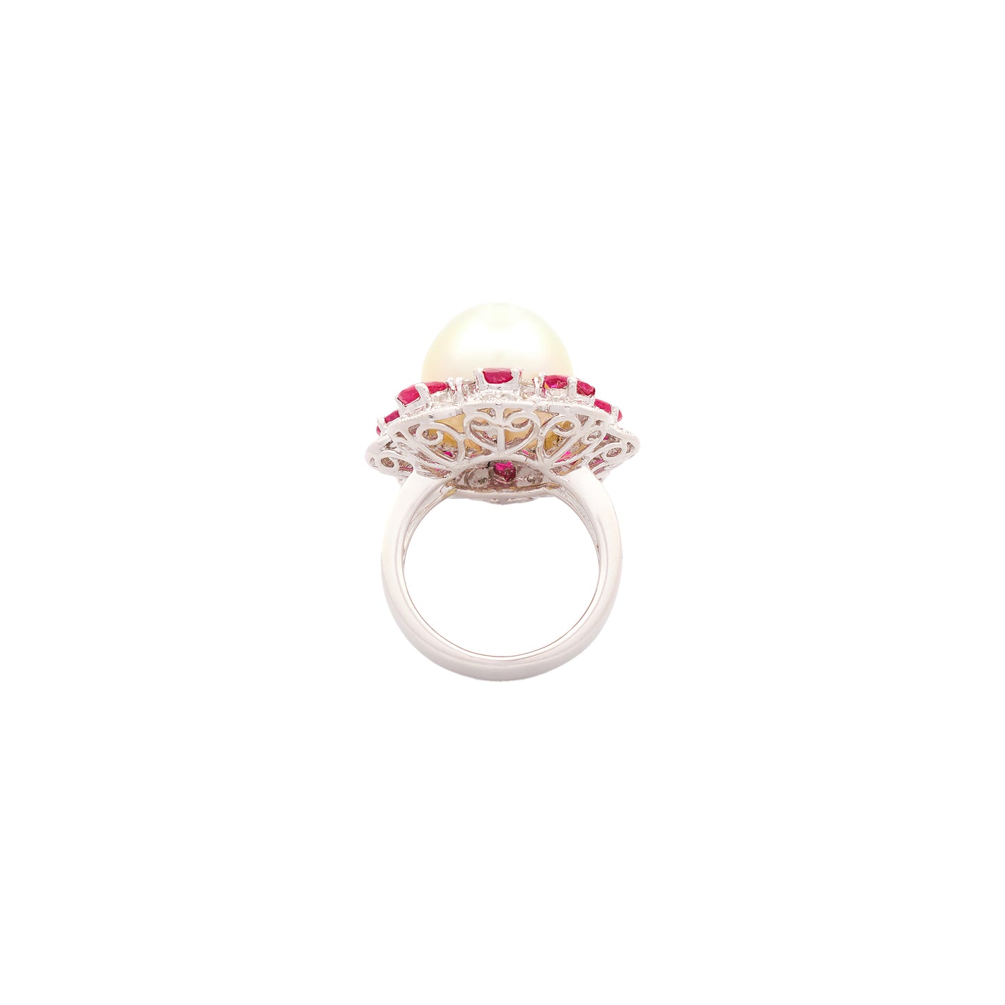 Vintage Ruby and Pearl set of Ring and Earrings