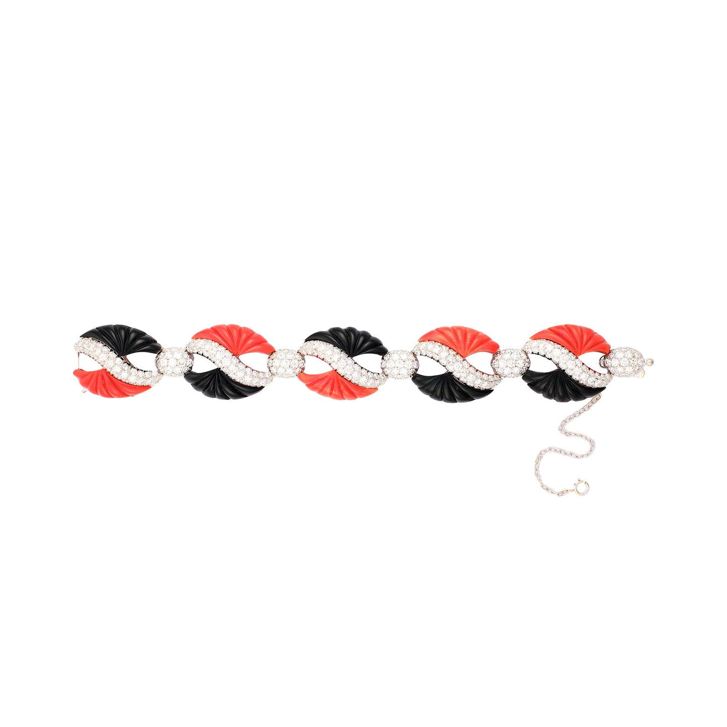 Vintage Coral and Onyx Bracelet
