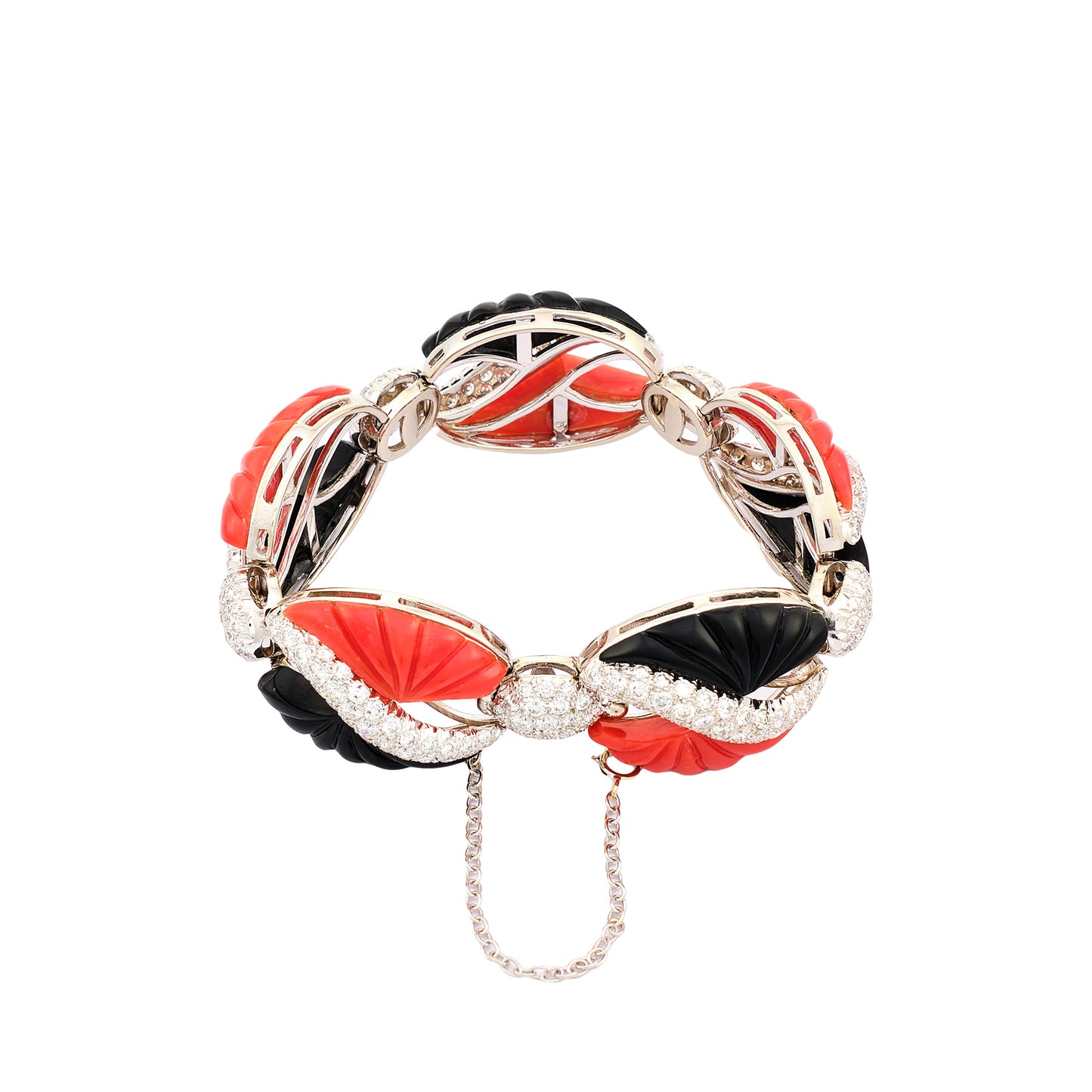 Vintage Coral and Onyx Bracelet