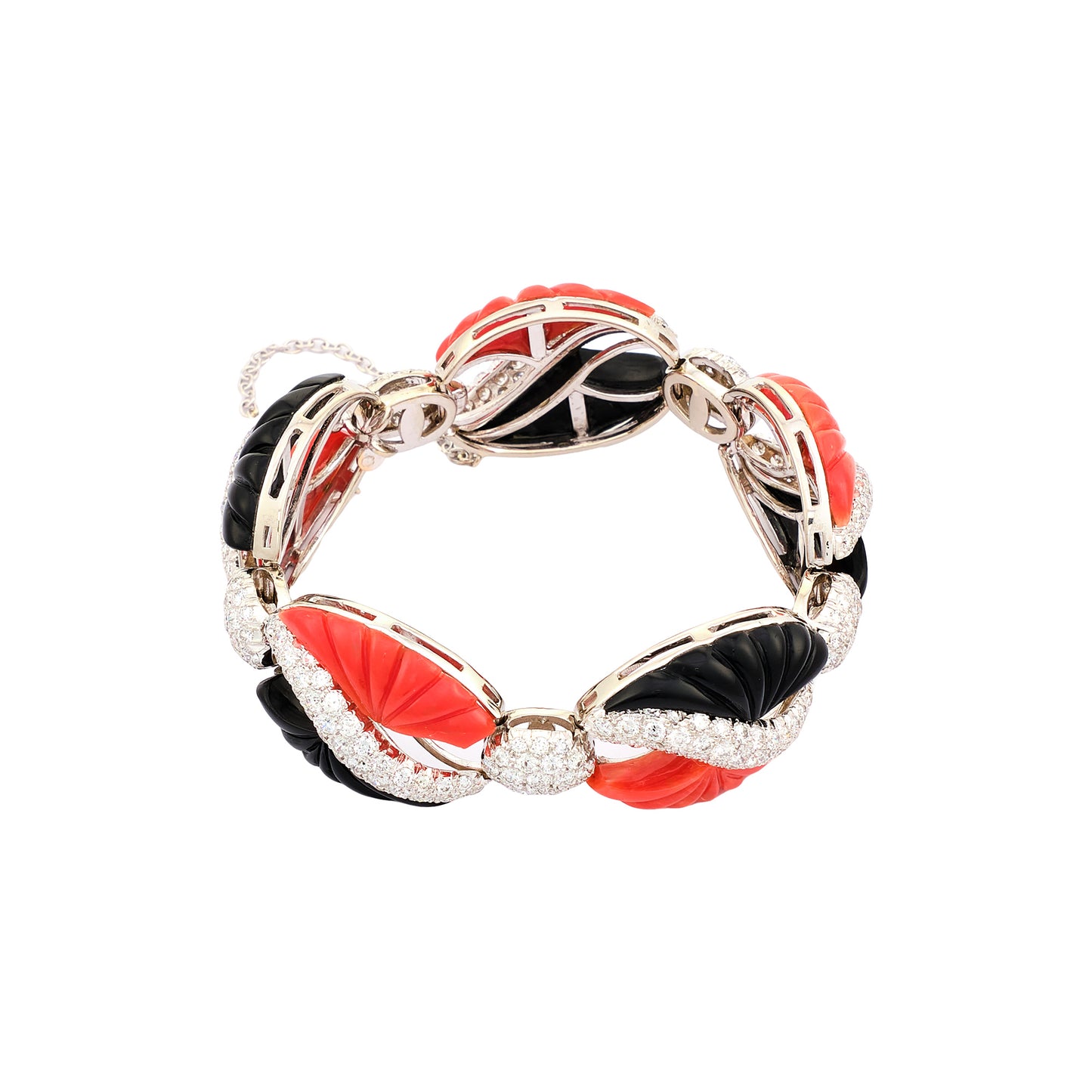 Vintage Coral and Onyx Bracelet