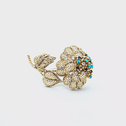 Cartier Flower Turquoise Brooch