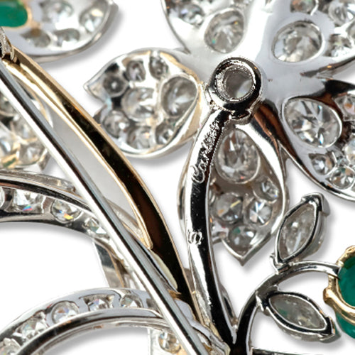 Cartier Emerald & Diamond Flower Spray Brooch