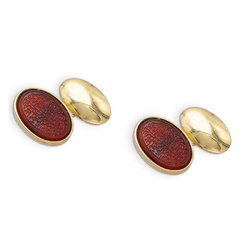 Vintage Cufflinks with Engraved Carnelian