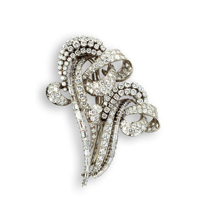 Vintage Diamond Double Clip Brooch