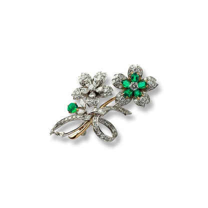 Cartier Emerald & Diamond Flower Spray Brooch